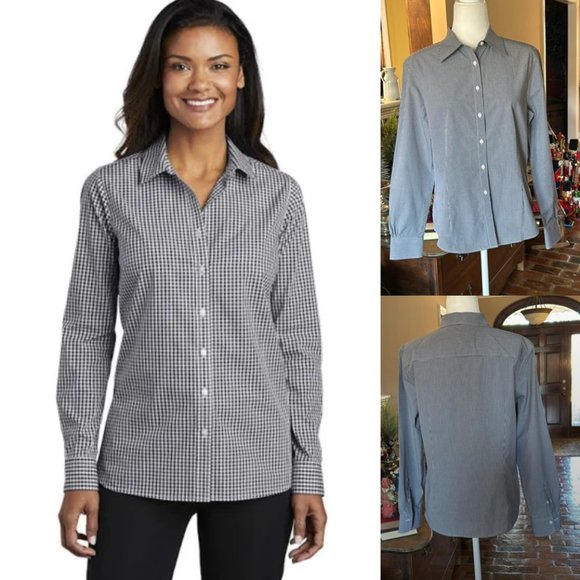 Brooks Brothers Black/white gingham fitted button up shirt sz12 - Picture 9 of 11